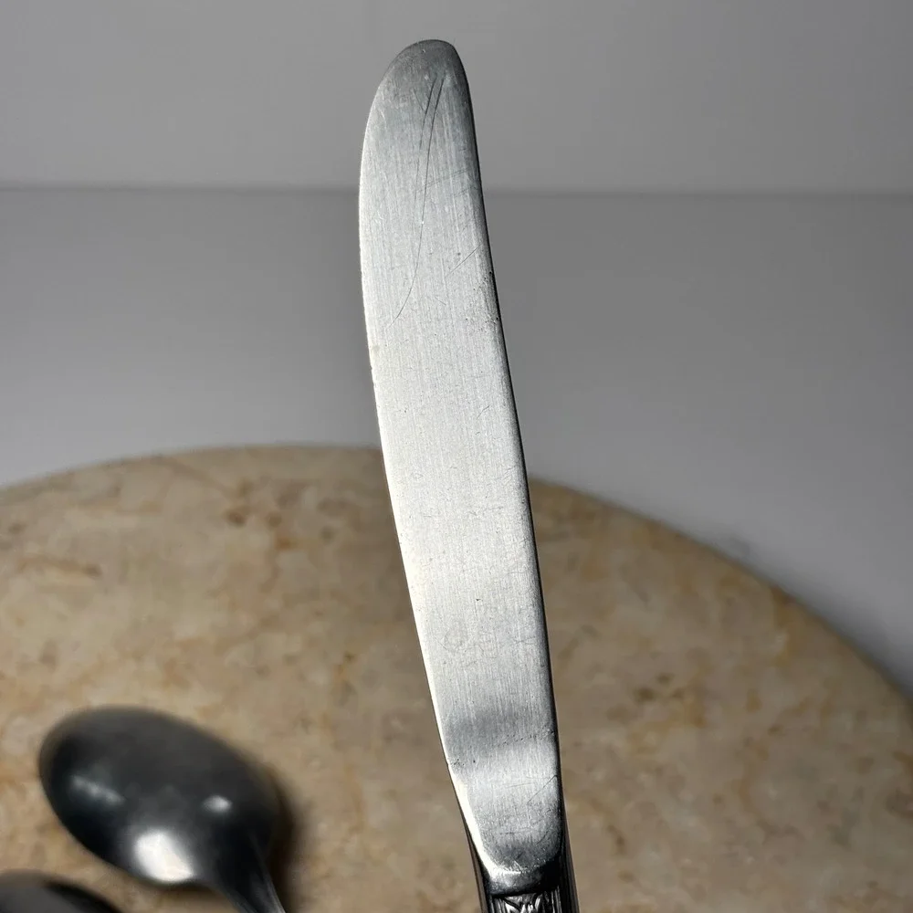 International Stainless Verona Flatware 3pc Set Silver Rose‎ Korea Knife Spoons